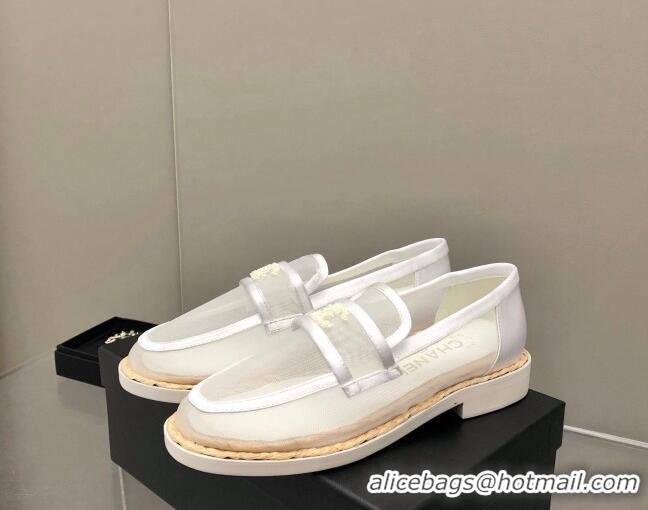 Chanel Mesh Loafers G38939 White 041260