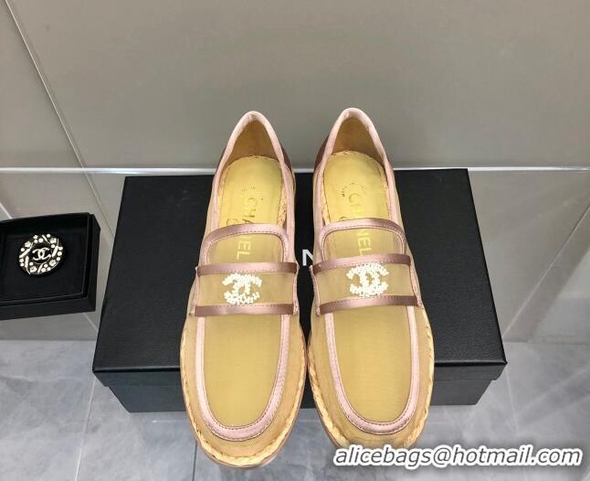 Luxurious Chanel Mesh Loafers G38939 Gold 041261