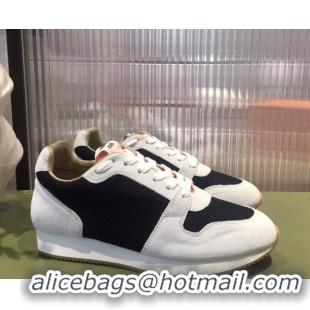 Best Product Hermes Escape Fabric and Suede Sneakers White/Black/Orange 032564