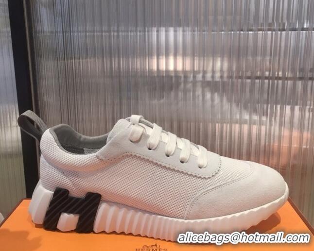 Purchase Hermes Bouncing Mesh and Suede Sneakers White 032566