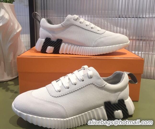 Purchase Hermes Bouncing Mesh and Suede Sneakers White 032566