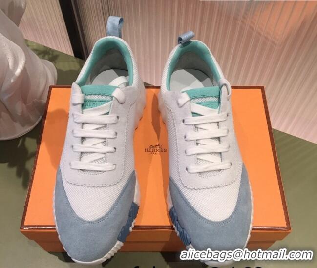 Unique Style Hermes Bouncing Mesh and Suede Sneakers White/Green 032567