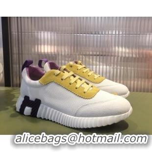 Classic Specials Hermes Bouncing Mesh and Suede Sneakers White/Purple/Yellow 032568