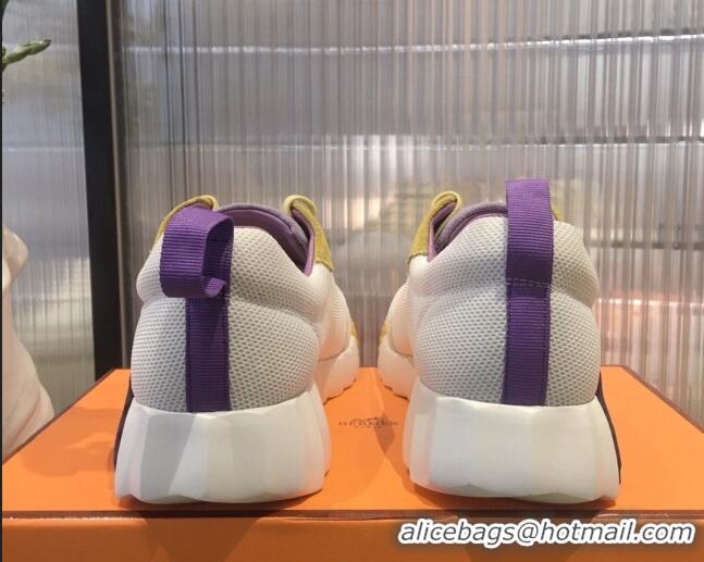 Classic Specials Hermes Bouncing Mesh and Suede Sneakers White/Purple/Yellow 032568