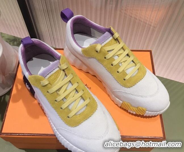 Classic Specials Hermes Bouncing Mesh and Suede Sneakers White/Purple/Yellow 032568