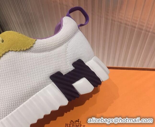 Classic Specials Hermes Bouncing Mesh and Suede Sneakers White/Purple/Yellow 032568