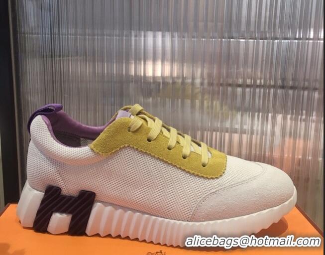 Classic Specials Hermes Bouncing Mesh and Suede Sneakers White/Purple/Yellow 032568