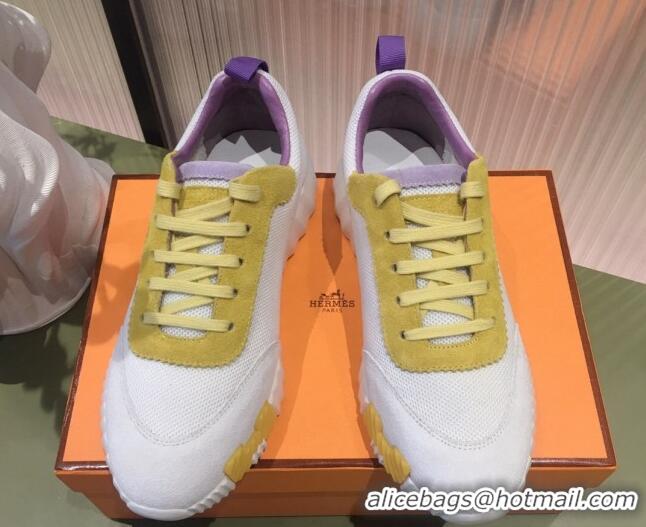 Classic Specials Hermes Bouncing Mesh and Suede Sneakers White/Purple/Yellow 032568