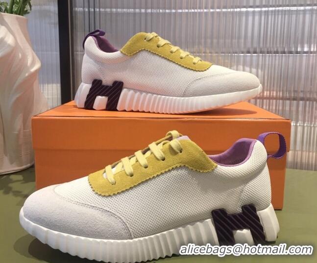 Classic Specials Hermes Bouncing Mesh and Suede Sneakers White/Purple/Yellow 032568