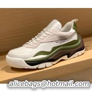 AAAAA Valentino Gumboy Calfskin Sneakers White/Green 032645