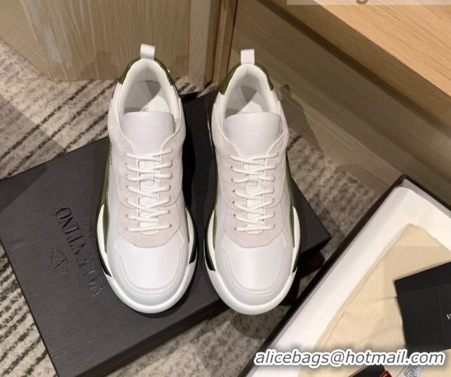 AAAAA Valentino Gumboy Calfskin Sneakers White/Green 032645