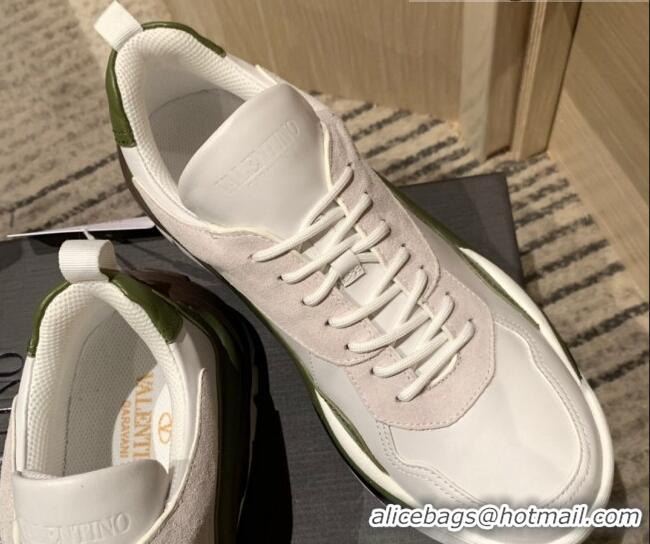 AAAAA Valentino Gumboy Calfskin Sneakers White/Green 032645