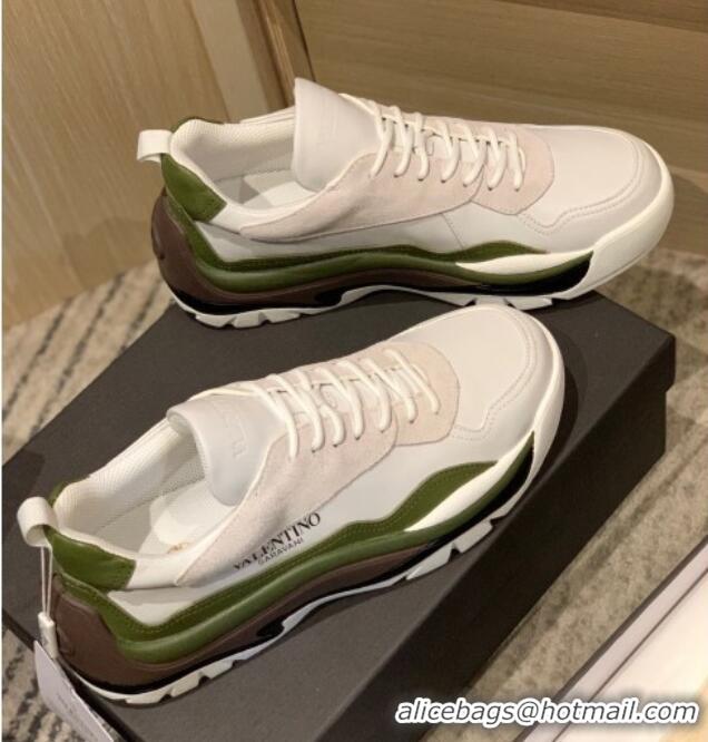 AAAAA Valentino Gumboy Calfskin Sneakers White/Green 032645