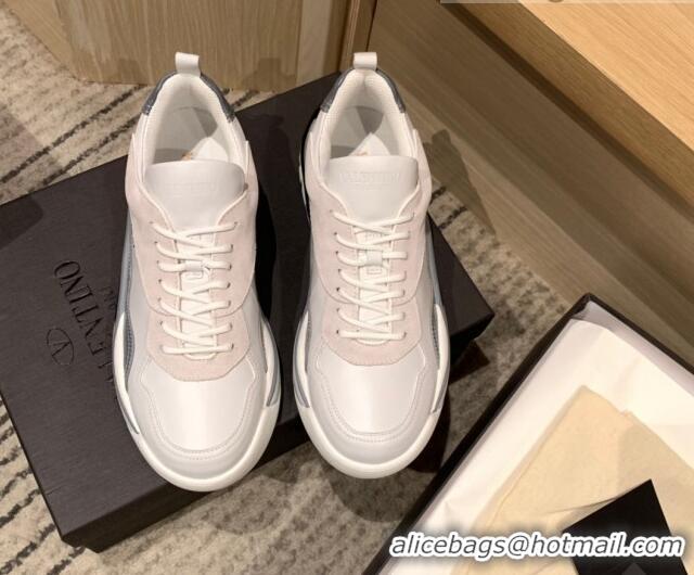 Duplicate Valentino Gumboy Calfskin Sneakers White/Grey 032646