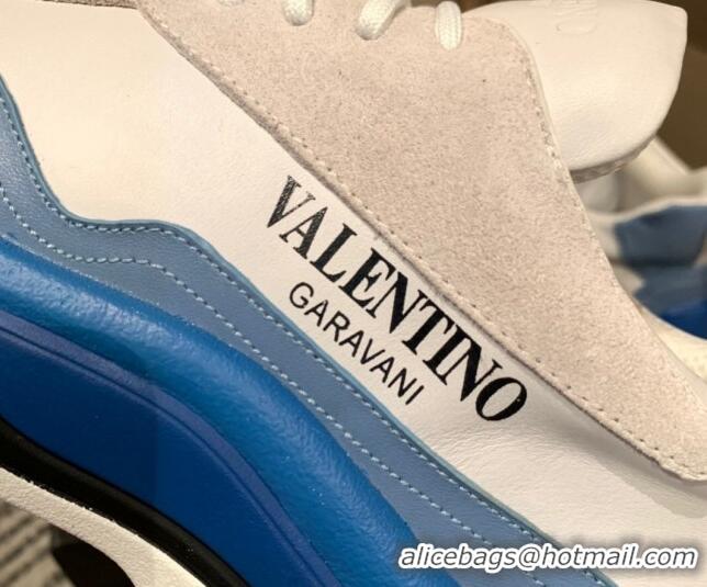 Best Price Valentino Gumboy Calfskin Sneakers White/Blue 032647