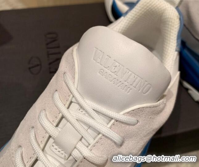 Best Price Valentino Gumboy Calfskin Sneakers White/Blue 032647