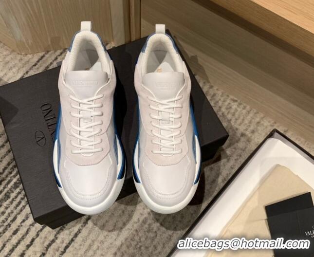 Best Price Valentino Gumboy Calfskin Sneakers White/Blue 032647