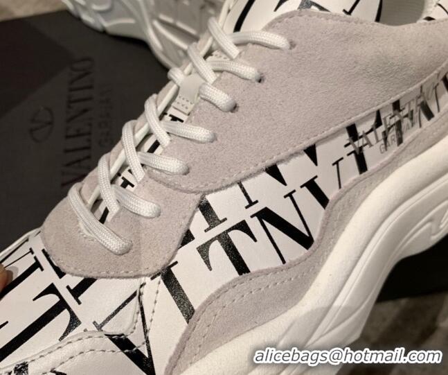 Super Quality Valentino Gumboy VLTN Print Calfskin Sneakers White/Black 032651