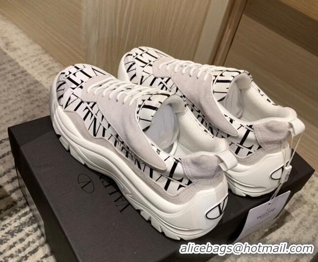 Super Quality Valentino Gumboy VLTN Print Calfskin Sneakers White/Black 032651