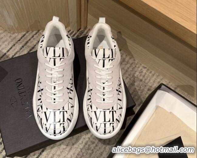 Super Quality Valentino Gumboy VLTN Print Calfskin Sneakers White/Black 032651