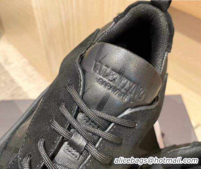 Top Quality Valentino Gumboy VLTN Print Calfskin Sneakers Black 032652