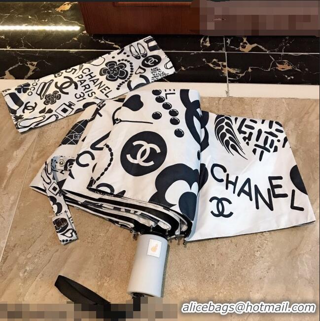 Top Quality Chanel Umbrella C9113 Black/White 2021