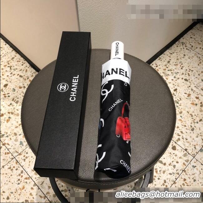 Luxury Discount Chanel Bag Print Umbrella Black C0940 2022