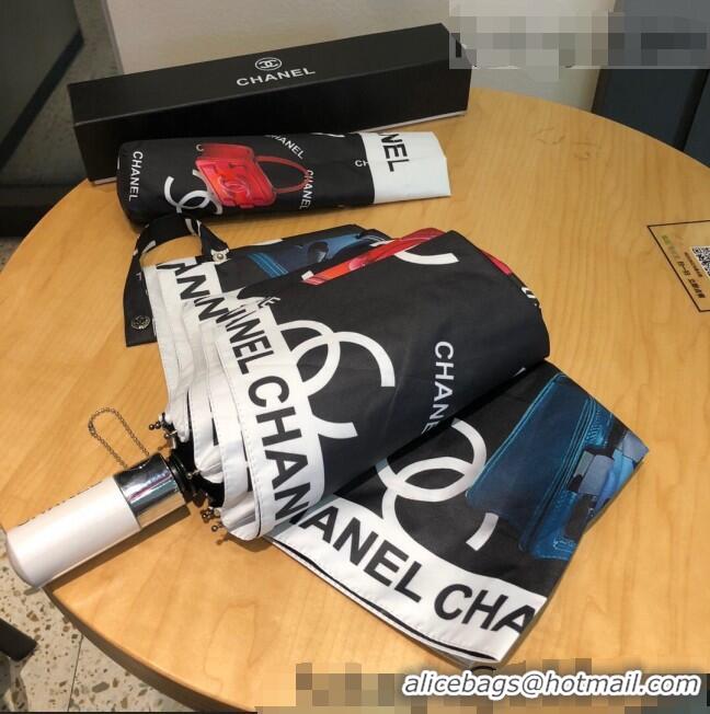 Luxury Discount Chanel Bag Print Umbrella Black C0940 2022