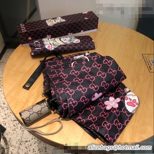 Super Quality Gucci Tiger Umbrella G0967 Black/Pink 2022