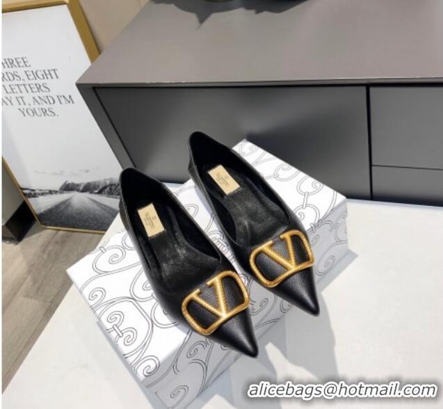 Duplicate Valentino VLogo Ballet Flat Black 032653