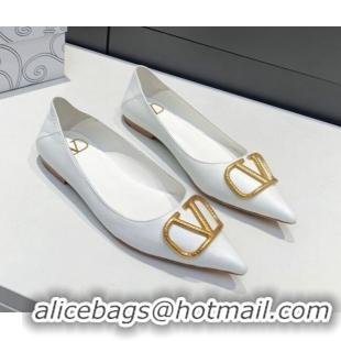 Discount Valentino VLogo Ballet Flat White 032654