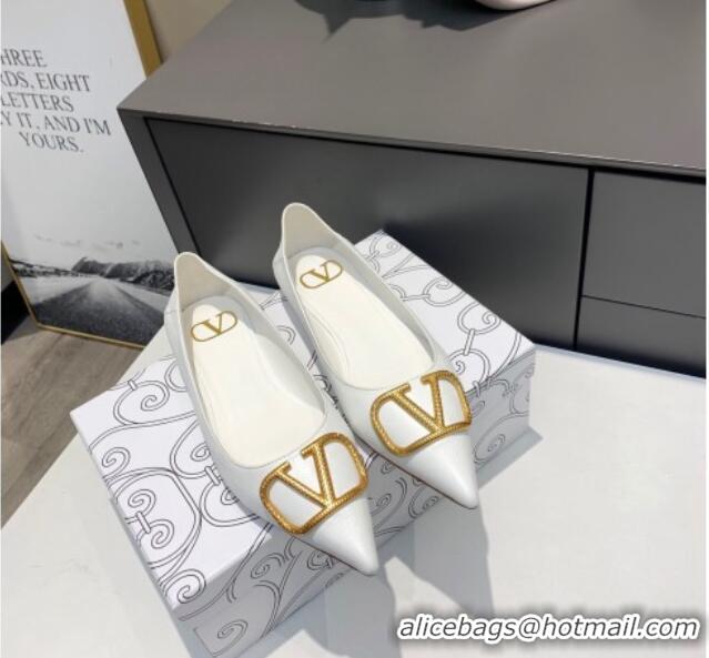 Discount Valentino VLogo Ballet Flat White 032654