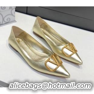 Grade Valentino VLogo Ballet Flat Gold 032655