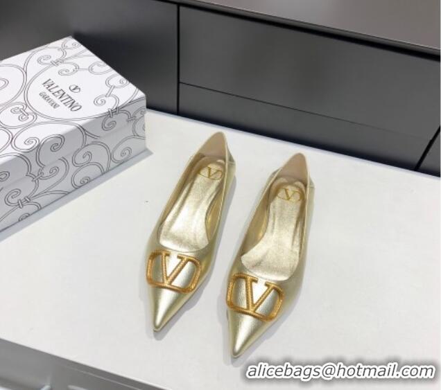 Grade Valentino VLogo Ballet Flat Gold 032655