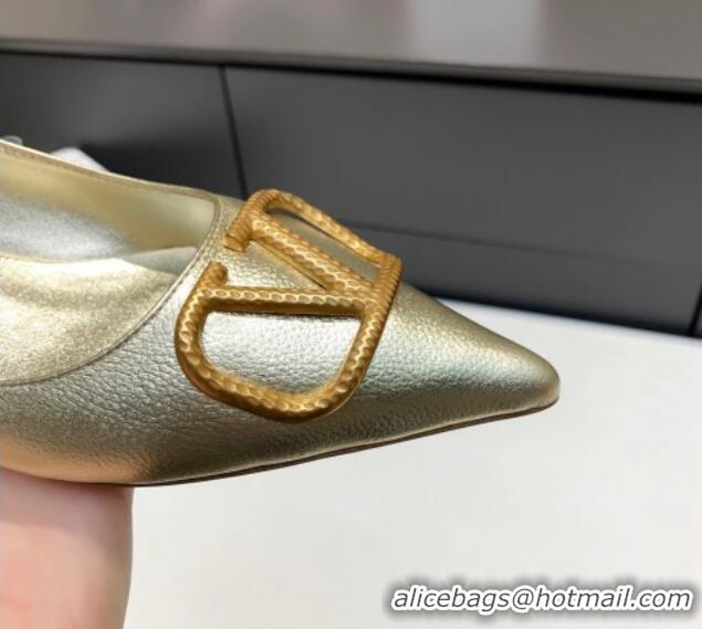 Grade Valentino VLogo Ballet Flat Gold 032655