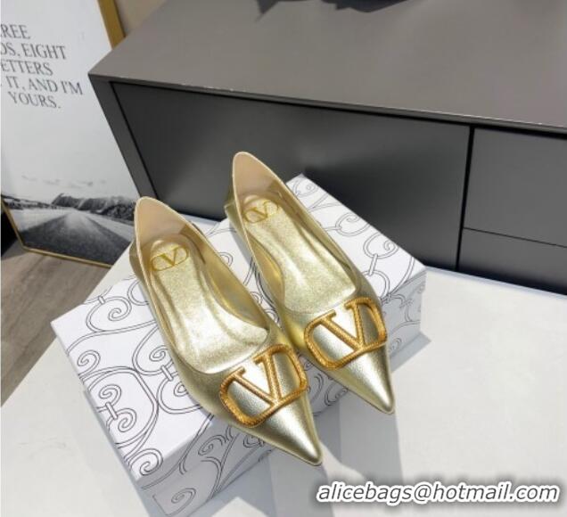 Grade Valentino VLogo Ballet Flat Gold 032655