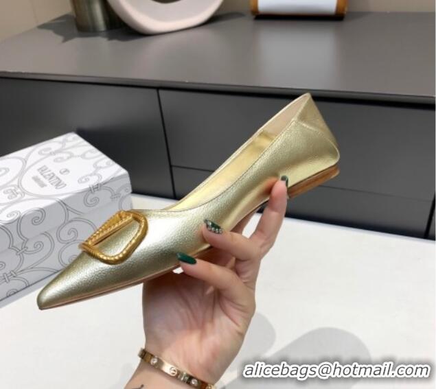 Grade Valentino VLogo Ballet Flat Gold 032655