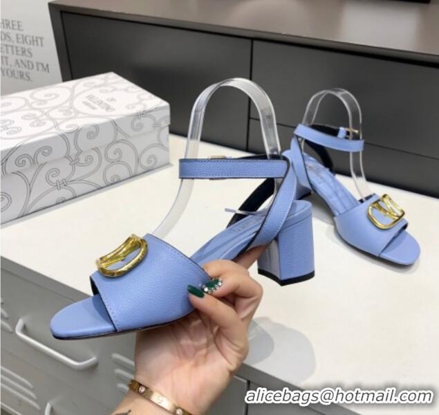 Purchase Valentino VLogo Grained Calfskin Heel Sandals 5cm Blue 032663