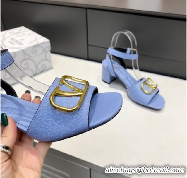 Purchase Valentino VLogo Grained Calfskin Heel Sandals 5cm Blue 032663