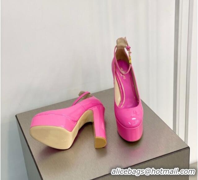 Good Product Valentino Tan-Go Platform Pumps 15cm in Patent Leather Pink 041251