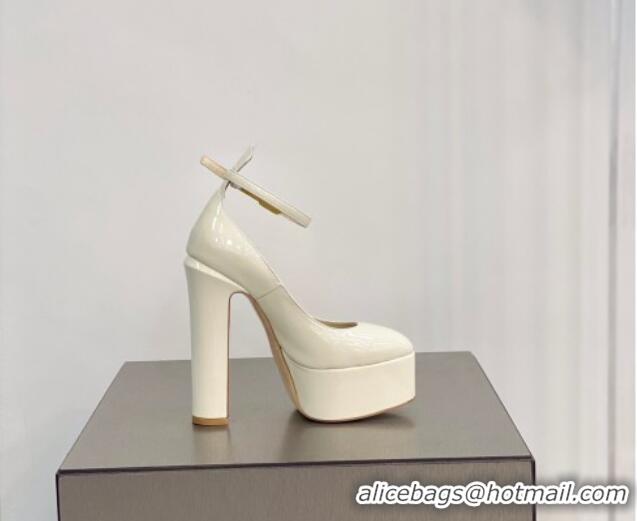 Unique Style Valentino Tan-Go Platform Pumps 15cm in Patent Leather White 041252