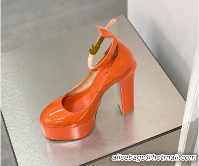 Good Looking Valentino Tan-Go Platform Pumps 15cm in Patent Leather Orange 041253