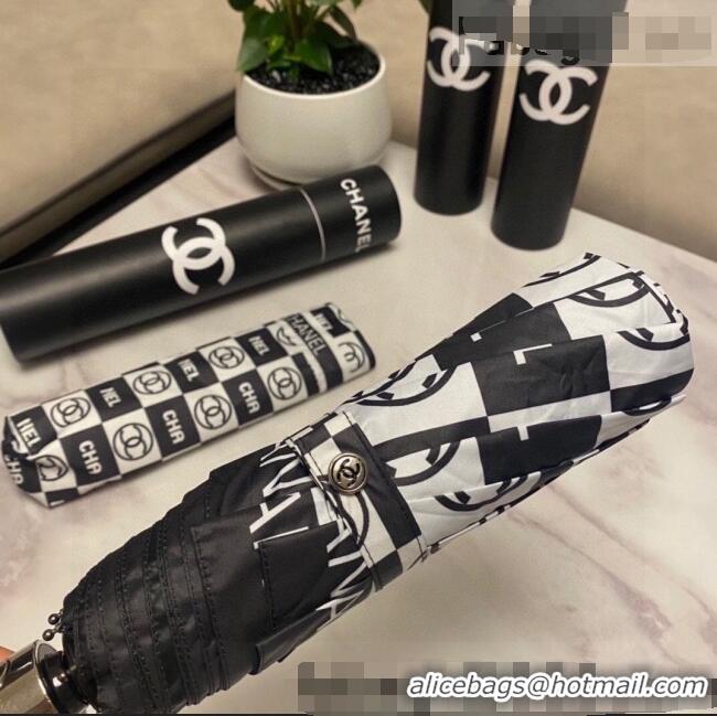 Super Quality Chanel Logo Check Umbrella C1004 Black/White 2022