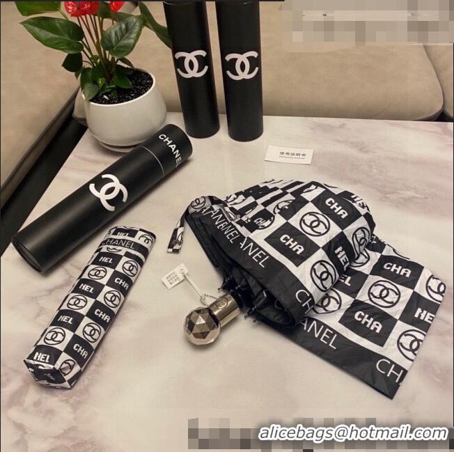 Super Quality Chanel Logo Check Umbrella C1004 Black/White 2022