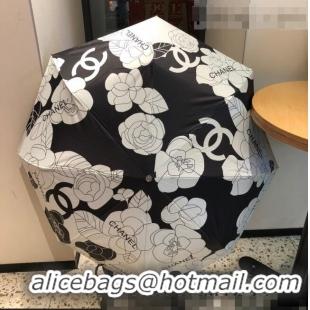 Famous Brand Chanel Camellia Umbrella C1013 White/Black 2022