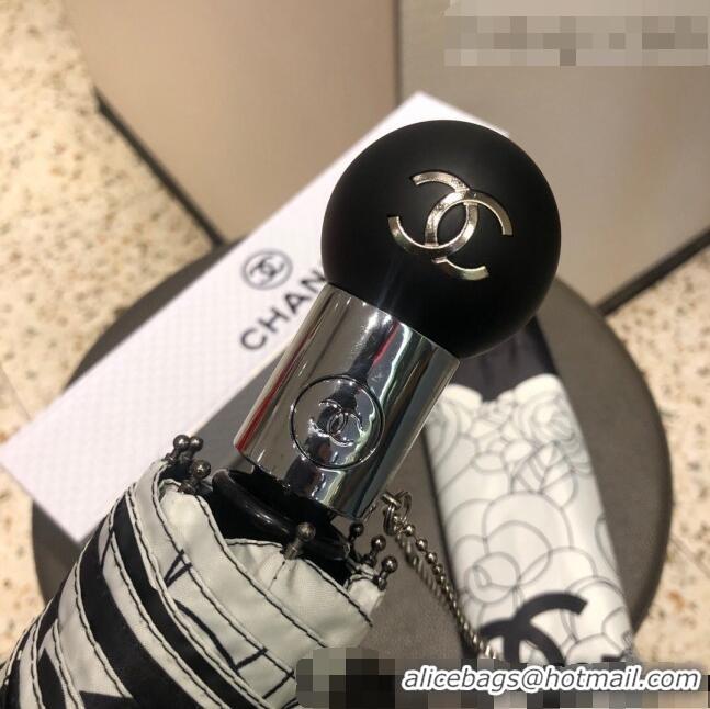 Famous Brand Chanel Camellia Umbrella C1013 White/Black 2022