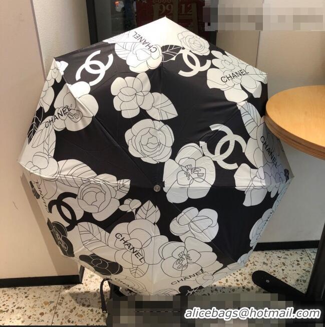 Famous Brand Chanel Camellia Umbrella C1013 White/Black 2022