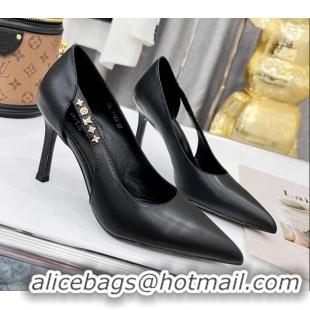 Discount Louis Vuitton Signature Calf Leather Pumps 8.5cm Black 032310