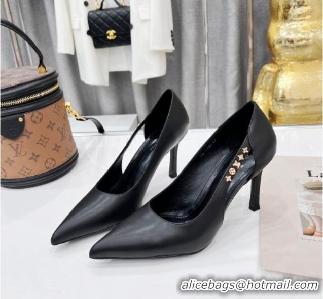 Discount Louis Vuitton Signature Calf Leather Pumps 8.5cm Black 032310