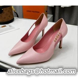 Sophisticated Louis Vuitton Signature Calf Leather Pumps 8.5cm Pink 032311